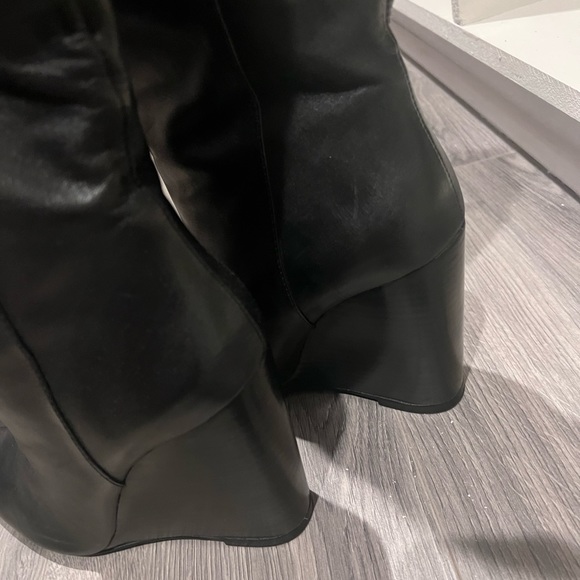 Zara genuine leather black wedge boots - Picture 9 of 15
